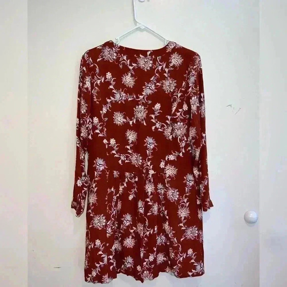 Garnet Hill Red Floral Dropwaist Button-Up Dress - Picture 6 of 6